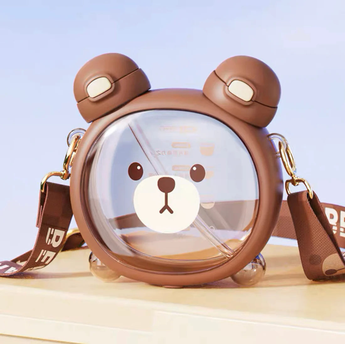 Cute Bear Water Bottle, Double Mouth Drinking Water Cup, 750ML Summer Plastic Straw Drinking Cup, Cute Bear Kettle Straw Water Cup, Kawaii Bear Water Bottle, Portable Leakproof Drink Bottle Adjustable Shoulder Strap for School Office Travel Cute Bear Water Bottle, Double Mouth Drinking Water Cup, 750ML Summer Plastic Straw Drinking Cup, Cute Bear Kettle Straw Water Cup, Kawaii Bear Water Bottle, Portable Leakproof Drink Bottle Adjustable Shoulder Strap for School Office Travel